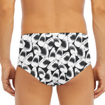 White And Grey Shark Pattern Print Men's Triangle Swim Briefs