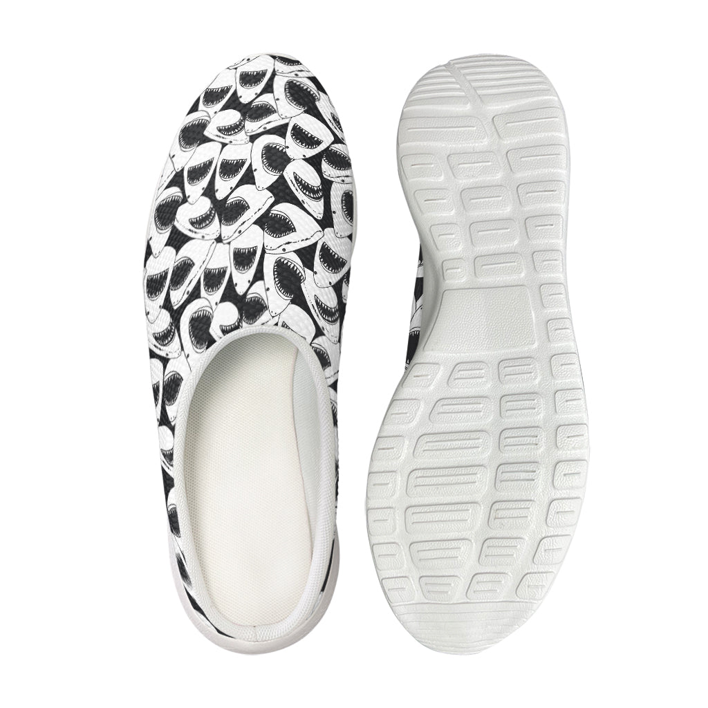 White And Grey Shark Pattern Print Mesh Casual Shoes