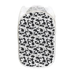 White And Grey Shark Pattern Print Mesh Laundry Hamper