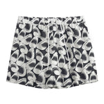 White And Grey Shark Pattern Print Mesh Shorts