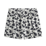 White And Grey Shark Pattern Print Mesh Shorts