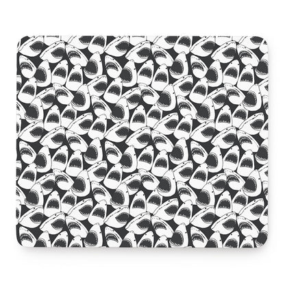 White And Grey Shark Pattern Print Mouse Pad