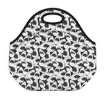 White And Grey Shark Pattern Print Neoprene Lunch Bag