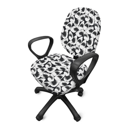 White And Grey Shark Pattern Print Office Chair Cover
