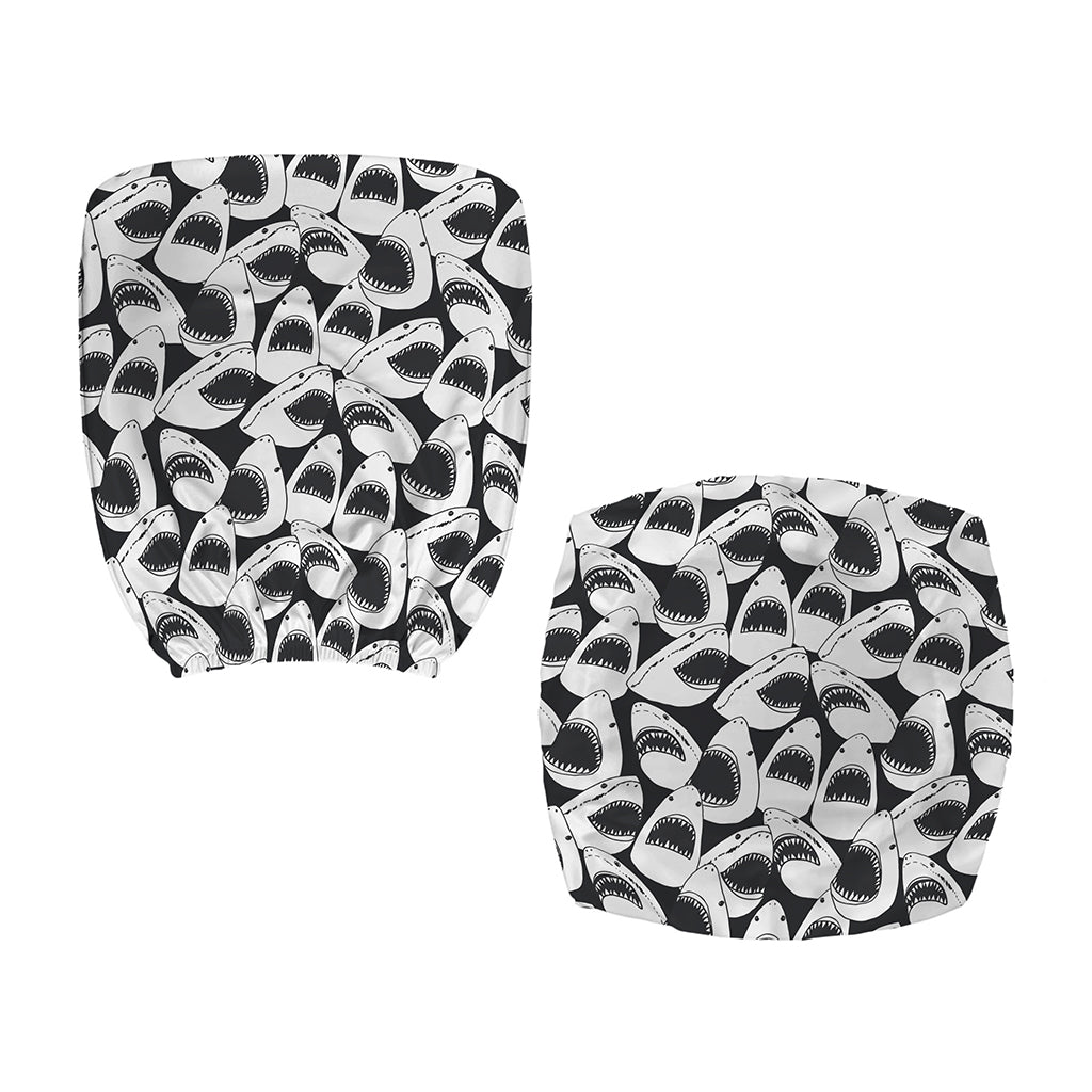 White And Grey Shark Pattern Print Office Chair Cover