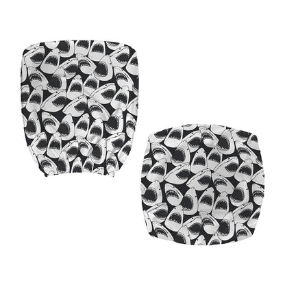 White And Grey Shark Pattern Print Office Chair Cover