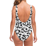 White And Grey Shark Pattern Print One Piece Swimsuit