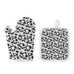 White And Grey Shark Pattern Print Oven Mitt And Pot Holder Set