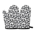 White And Grey Shark Pattern Print Oven Mitts
