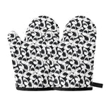 White And Grey Shark Pattern Print Oven Mitts