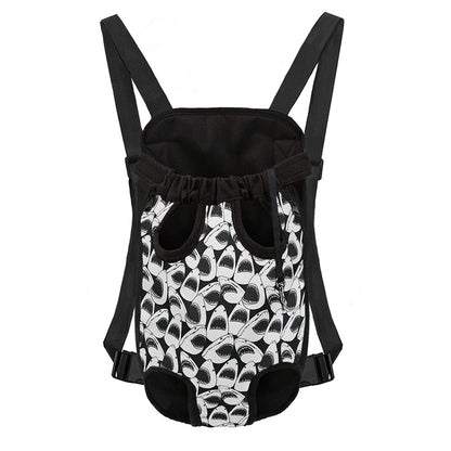 White And Grey Shark Pattern Print Pet Carrier Backpack