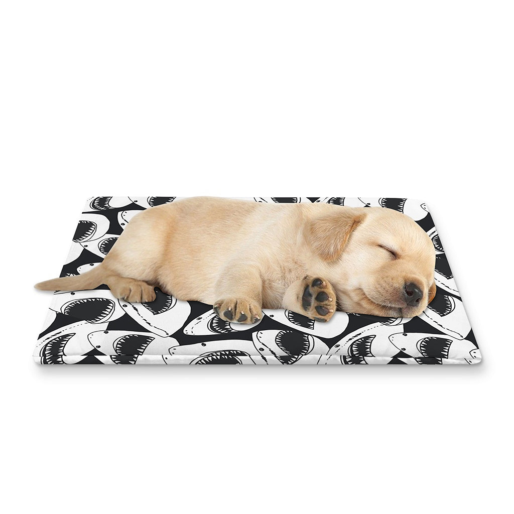 White And Grey Shark Pattern Print Pet Cooling Mat Cover