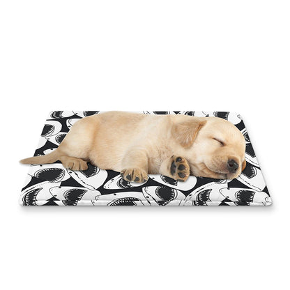 White And Grey Shark Pattern Print Pet Cooling Mat Cover