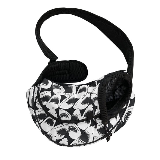 White And Grey Shark Pattern Print Pet Sling Carrier