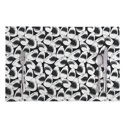 White And Grey Shark Pattern Print Placemat