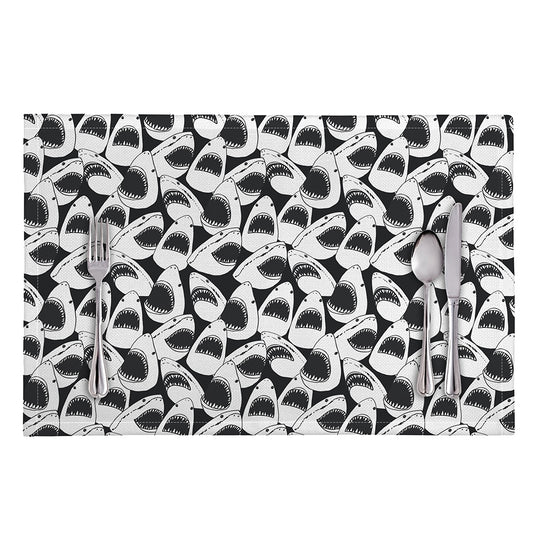 White And Grey Shark Pattern Print Placemat
