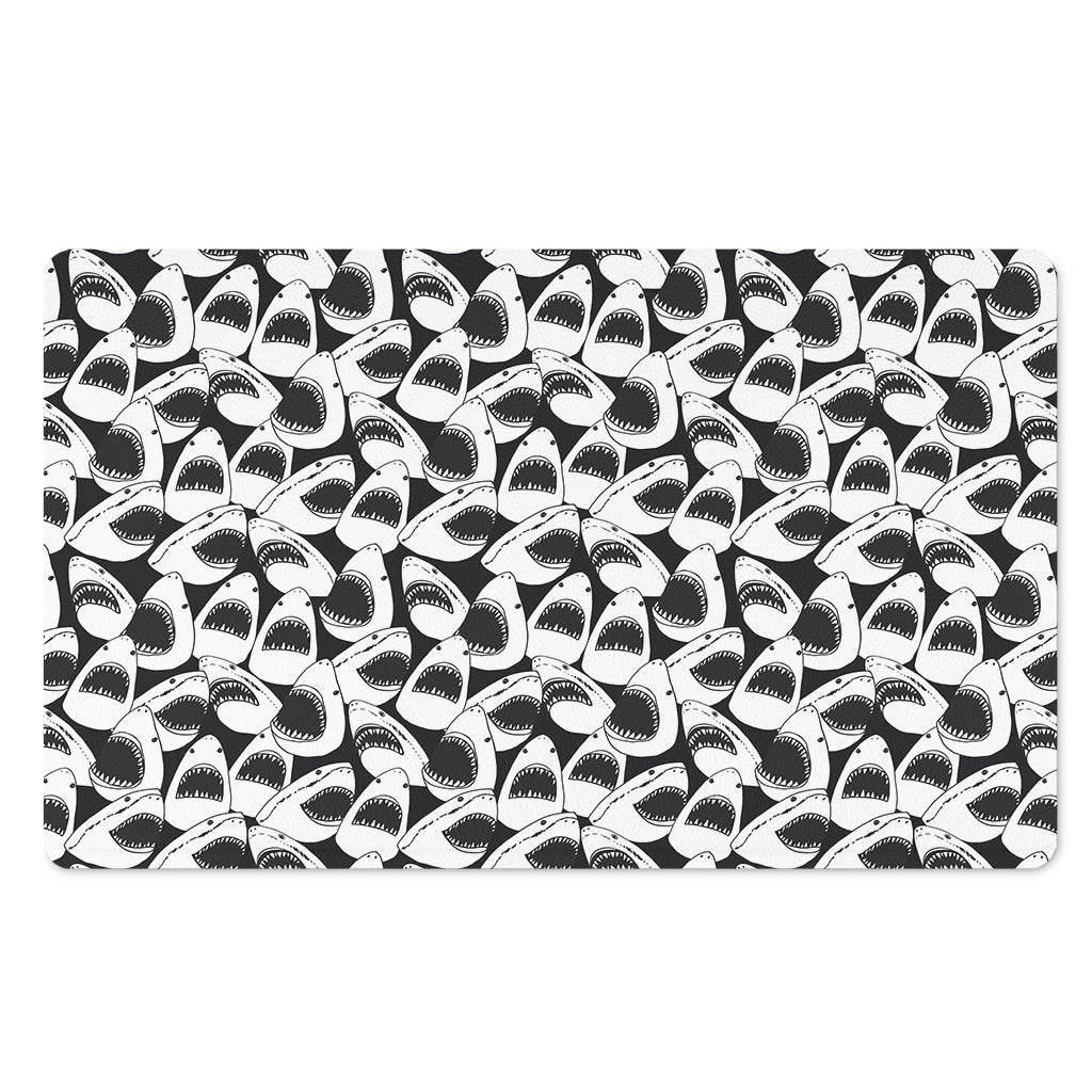 White And Grey Shark Pattern Print Polyester Doormat