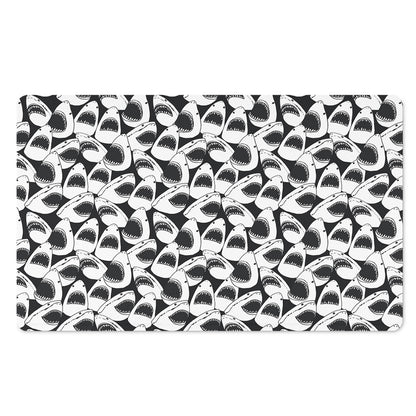 White And Grey Shark Pattern Print Polyester Doormat