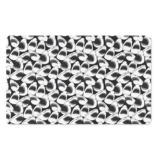 White And Grey Shark Pattern Print Polyester Doormat
