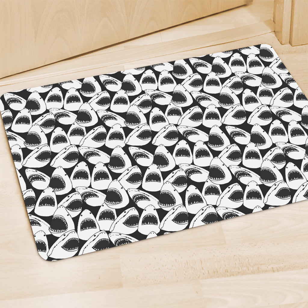 White And Grey Shark Pattern Print Polyester Doormat