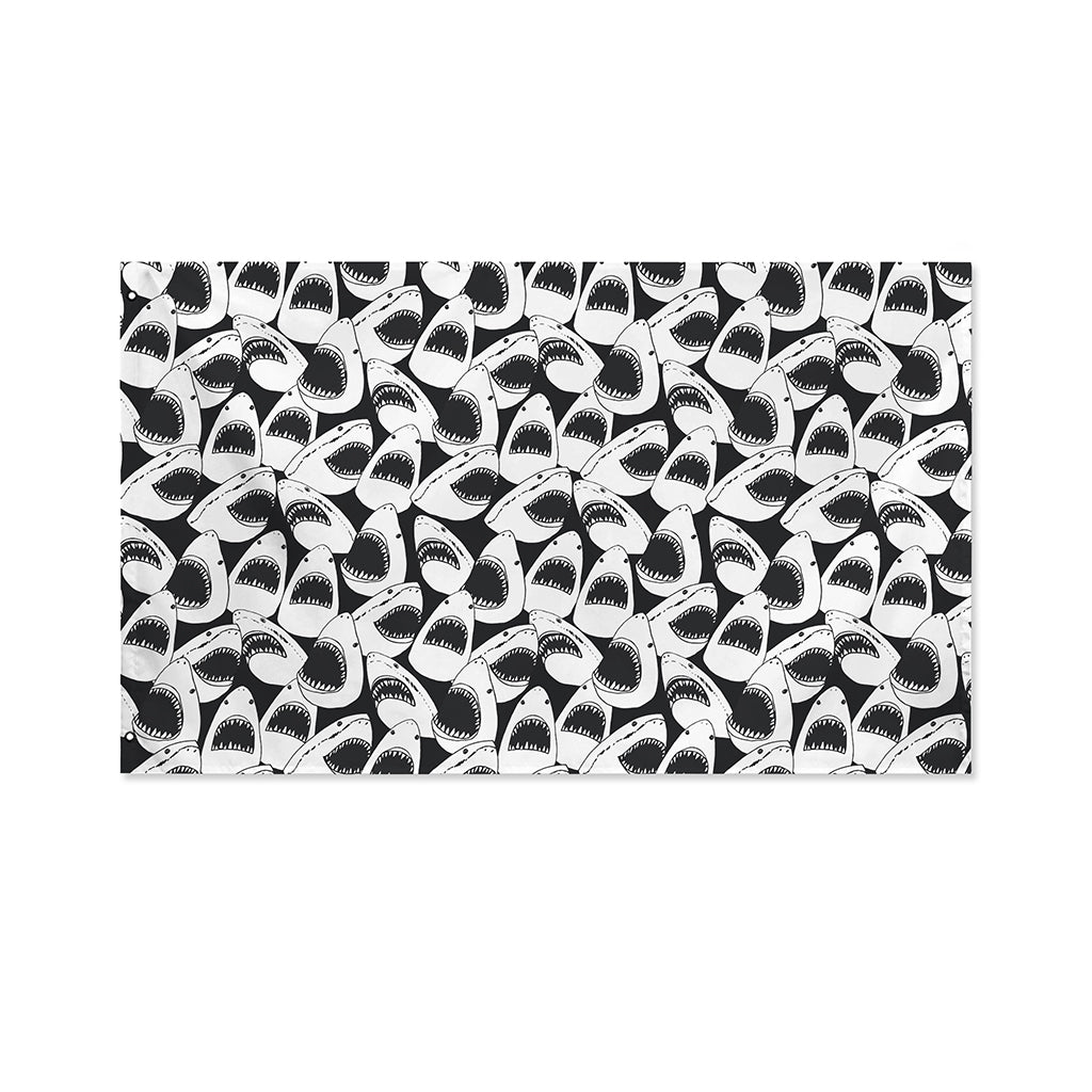 White And Grey Shark Pattern Print Polyester Flag