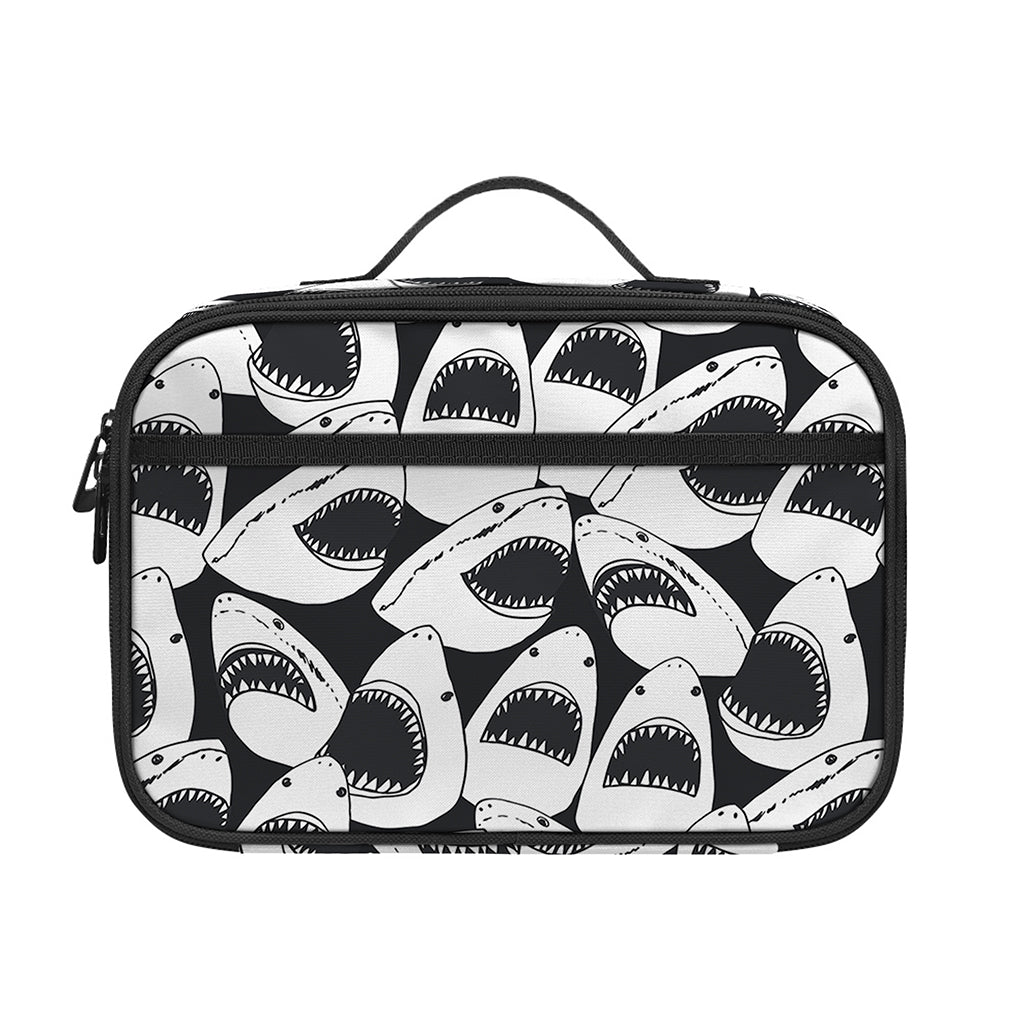 White And Grey Shark Pattern Print Portable Lunch Bag