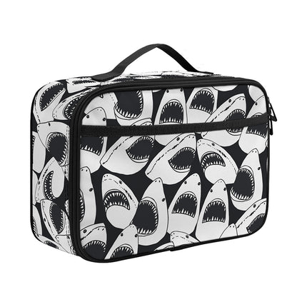 White And Grey Shark Pattern Print Portable Lunch Bag