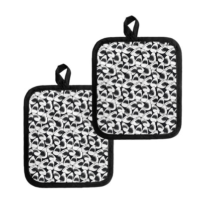 White And Grey Shark Pattern Print Pot Holders
