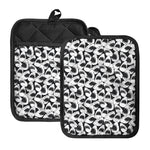 White And Grey Shark Pattern Print Pot Holders With Pocket