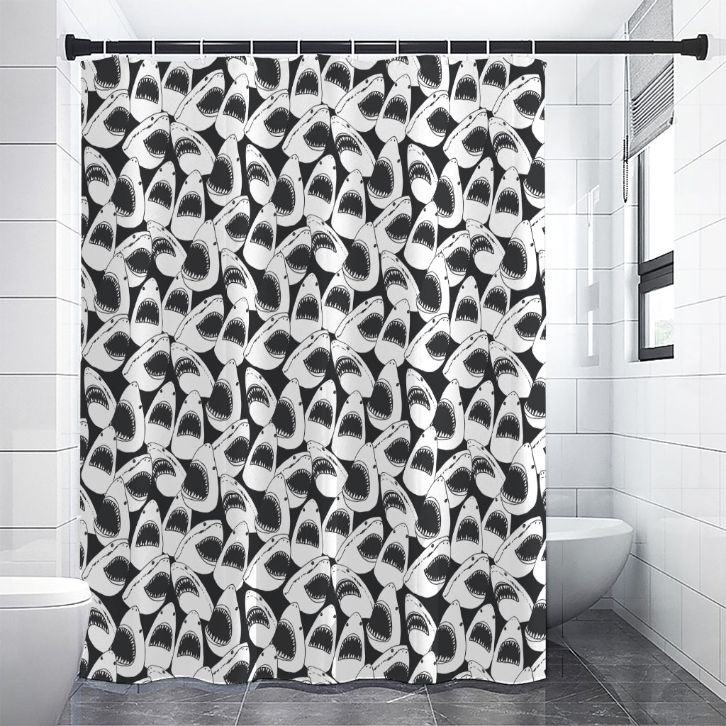 White And Grey Shark Pattern Print Premium Shower Curtain