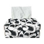 White And Grey Shark Pattern Print Rectangle Tissue Box Cover