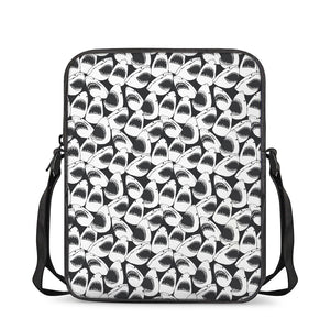 White And Grey Shark Pattern Print Rectangular Crossbody Bag