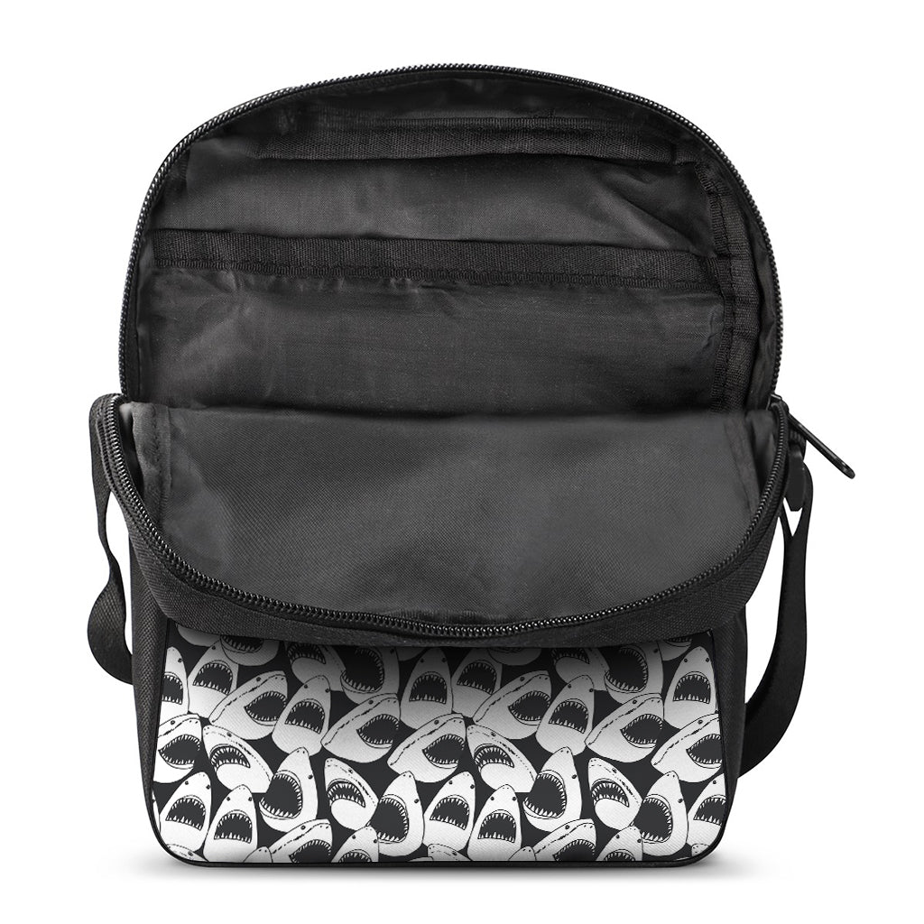 White And Grey Shark Pattern Print Rectangular Crossbody Bag