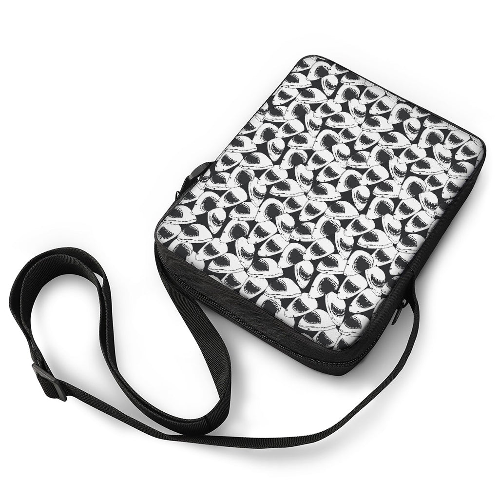 White And Grey Shark Pattern Print Rectangular Crossbody Bag