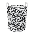 White And Grey Shark Pattern Print Round Laundry Basket