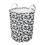 White And Grey Shark Pattern Print Round Laundry Basket