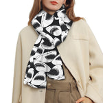 White And Grey Shark Pattern Print Scarf