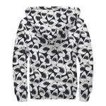 White And Grey Shark Pattern Print Sherpa Lined Zip Up Hoodie