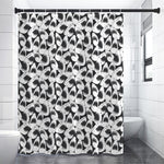 White And Grey Shark Pattern Print Shower Curtain