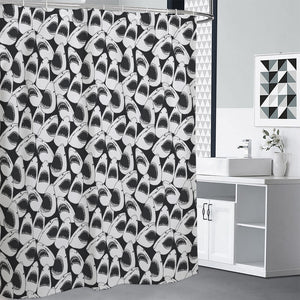 White And Grey Shark Pattern Print Shower Curtain