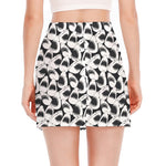 White And Grey Shark Pattern Print Side Slit Mini Skirt