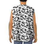 White And Grey Shark Pattern Print Sleeveless Baseball Jersey
