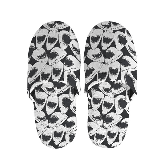 White And Grey Shark Pattern Print Slippers