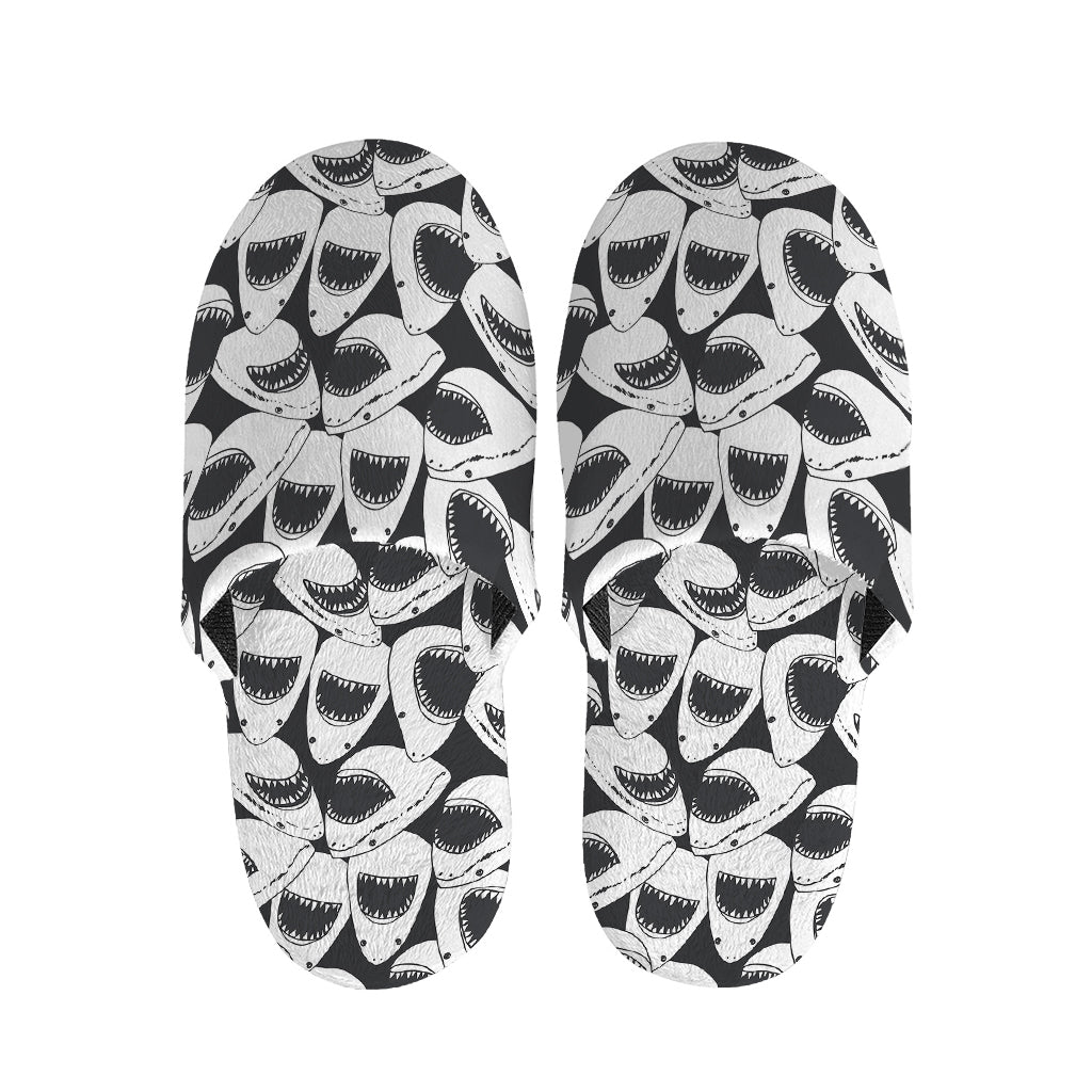 White And Grey Shark Pattern Print Slippers