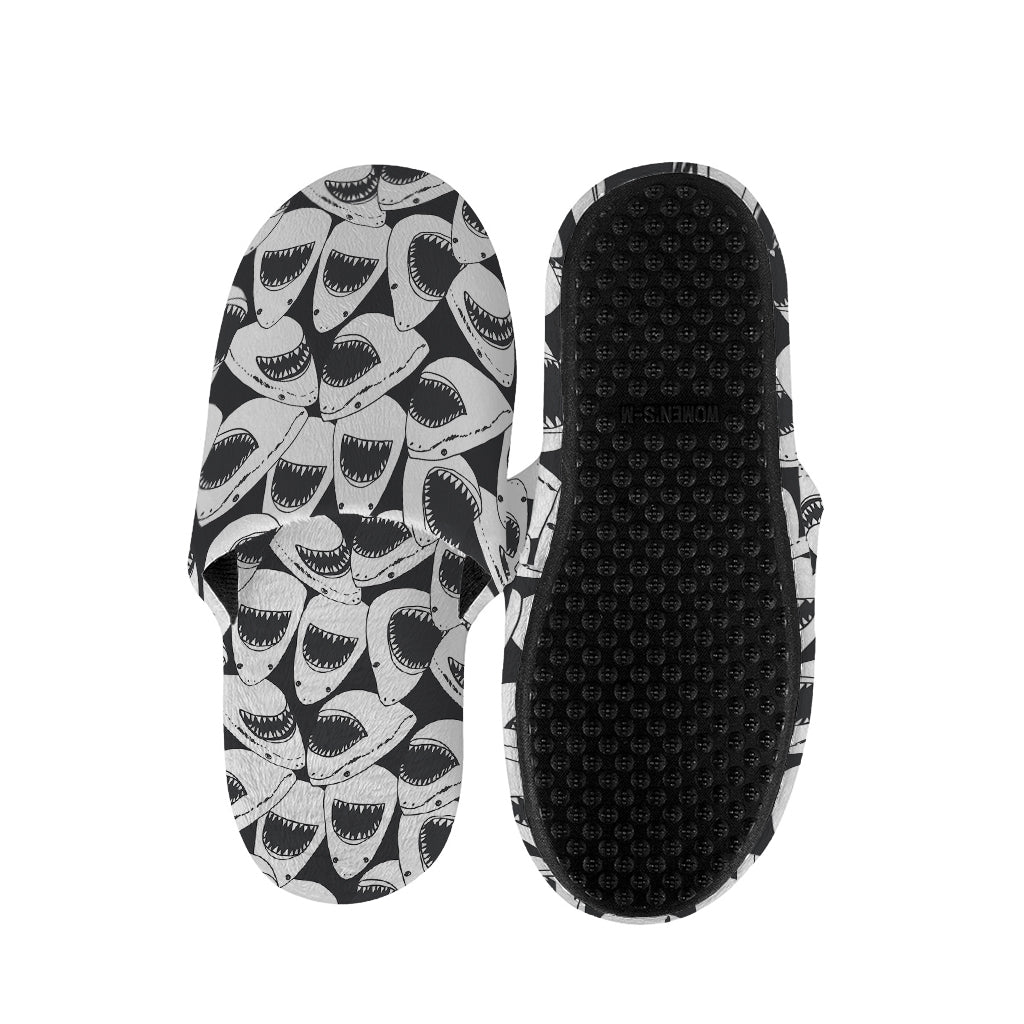 White And Grey Shark Pattern Print Slippers