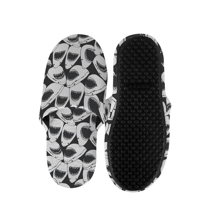 White And Grey Shark Pattern Print Slippers