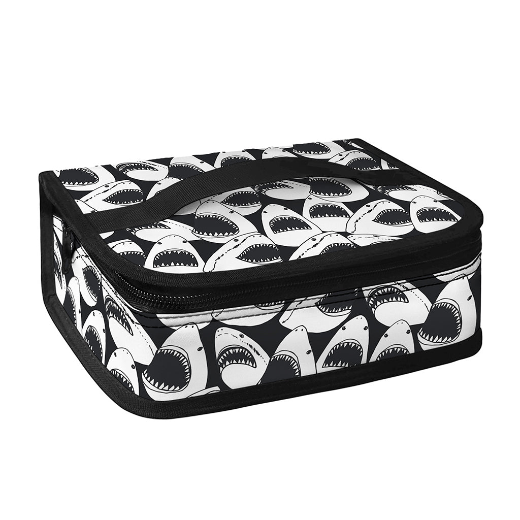 White And Grey Shark Pattern Print Small Lunch Bag