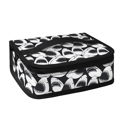 White And Grey Shark Pattern Print Small Lunch Bag