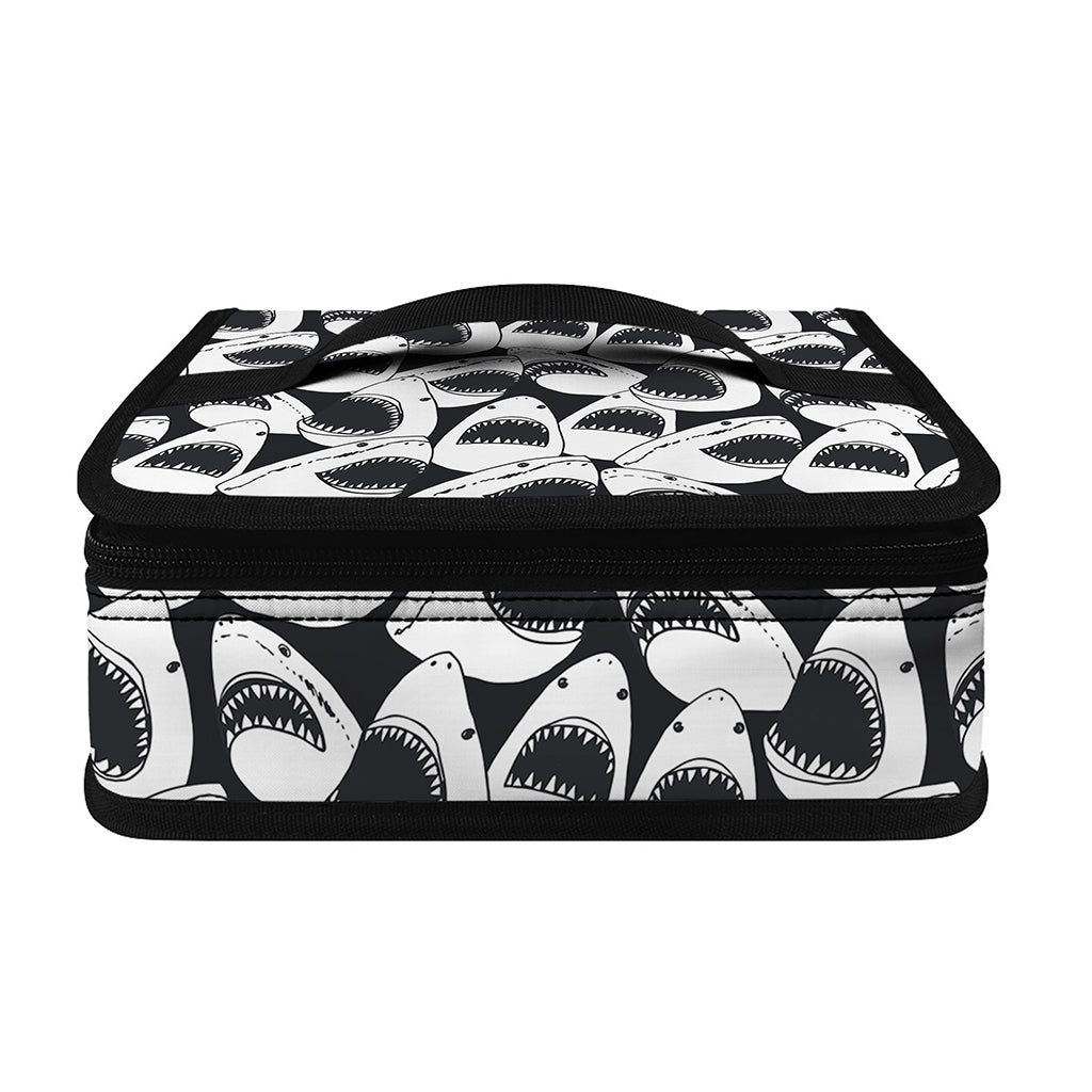 White And Grey Shark Pattern Print Small Lunch Bag