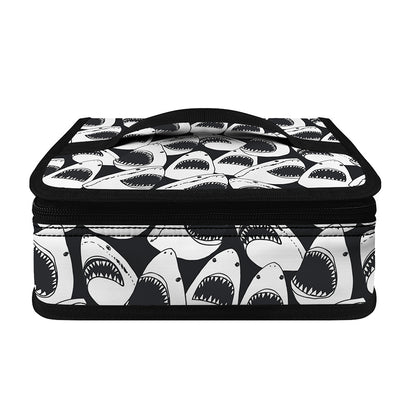White And Grey Shark Pattern Print Small Lunch Bag